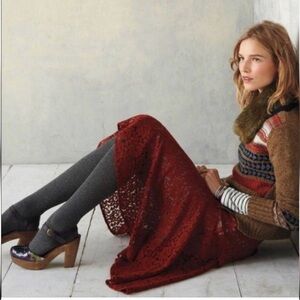 Moulinette Soeurs Nolana Lace Skirt Rust with Lavender Liner - 4